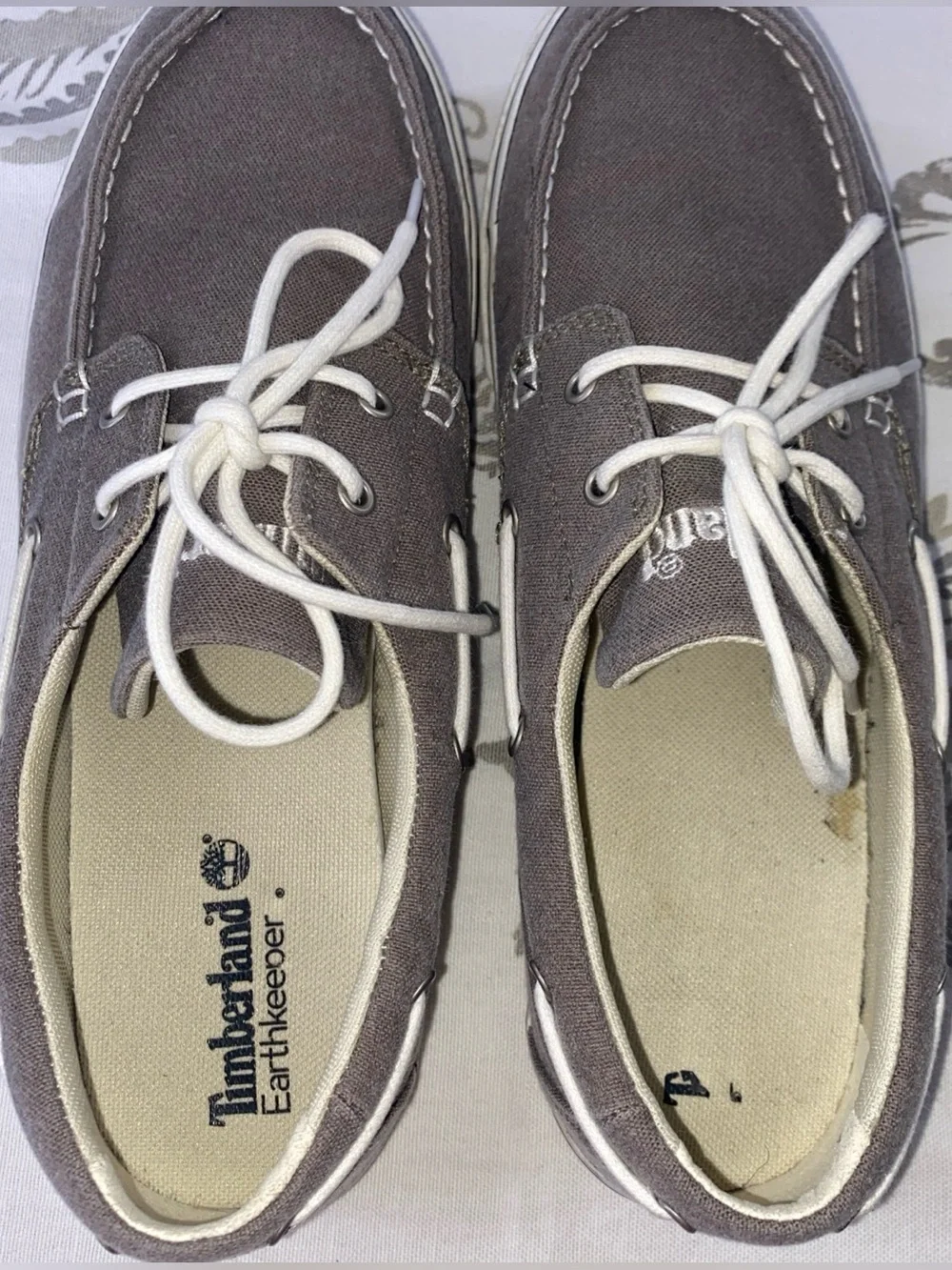 Timberland Earthkeepers Men's Gray Canvas Lace-Up Boat Shoes Size 10